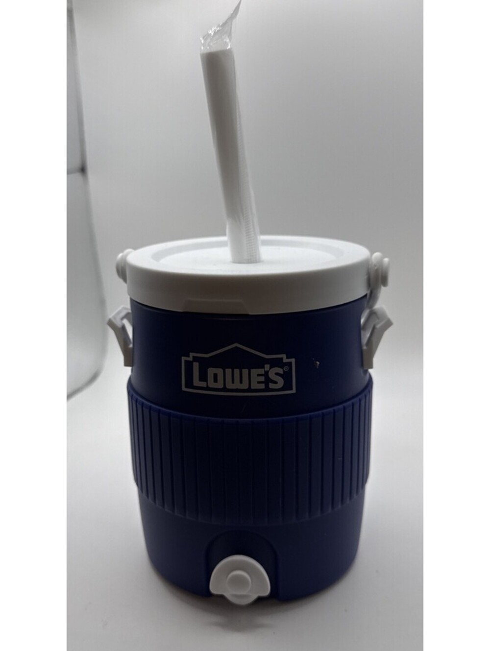 Lowes Mini Cooler Drinking Cup Water Ice Thermos Shape Straw Handle NEW